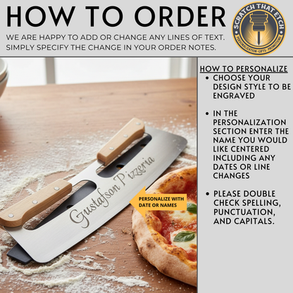 Personalized Rocking Pizza Cutter With Wood Handles And Protective PP Cover For Effortless Slicing And Safe Storage