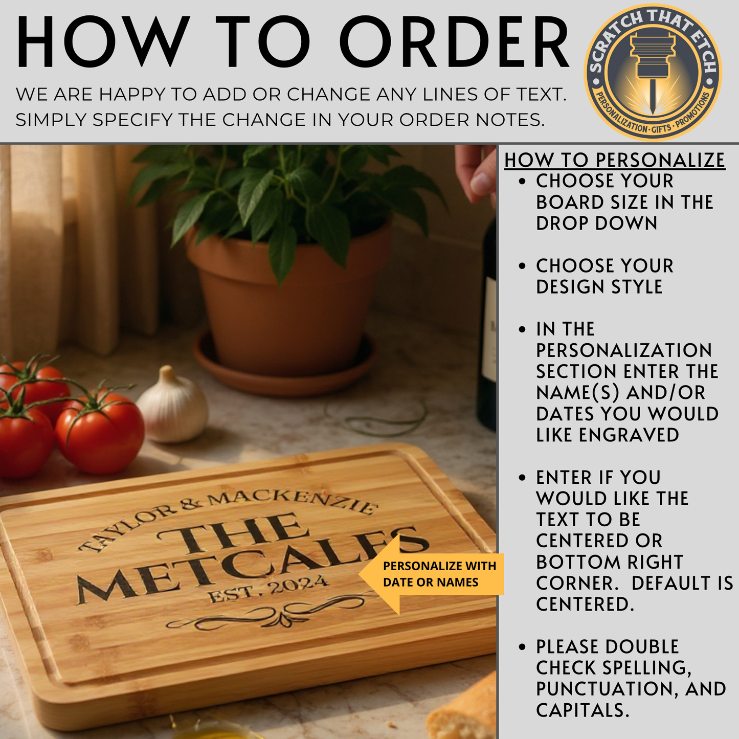 Personalized Cutting Board With Family Name, Multiple Design Styles, Charcuterie And Serving Board