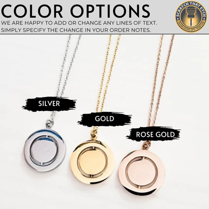 Personalized Rotating Circle Necklace For Grandma Abuela Mom Or Nanni With Names Revealed On Spinning Center, 14K Gold Plated Rose Gold Or Silver Stainless Steel