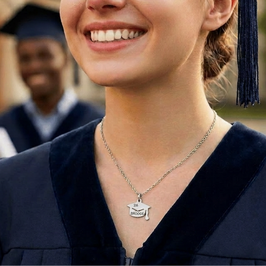 Personalized Graduation Cap Necklace, Custom Grad Gift For Her, Senior Graduation Keepsake, Name Year School Charm Necklace