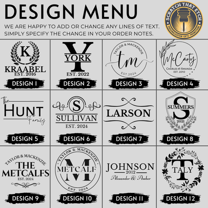 Personalized Cutting Board With Family Name, Multiple Design Styles, Charcuterie And Serving Board