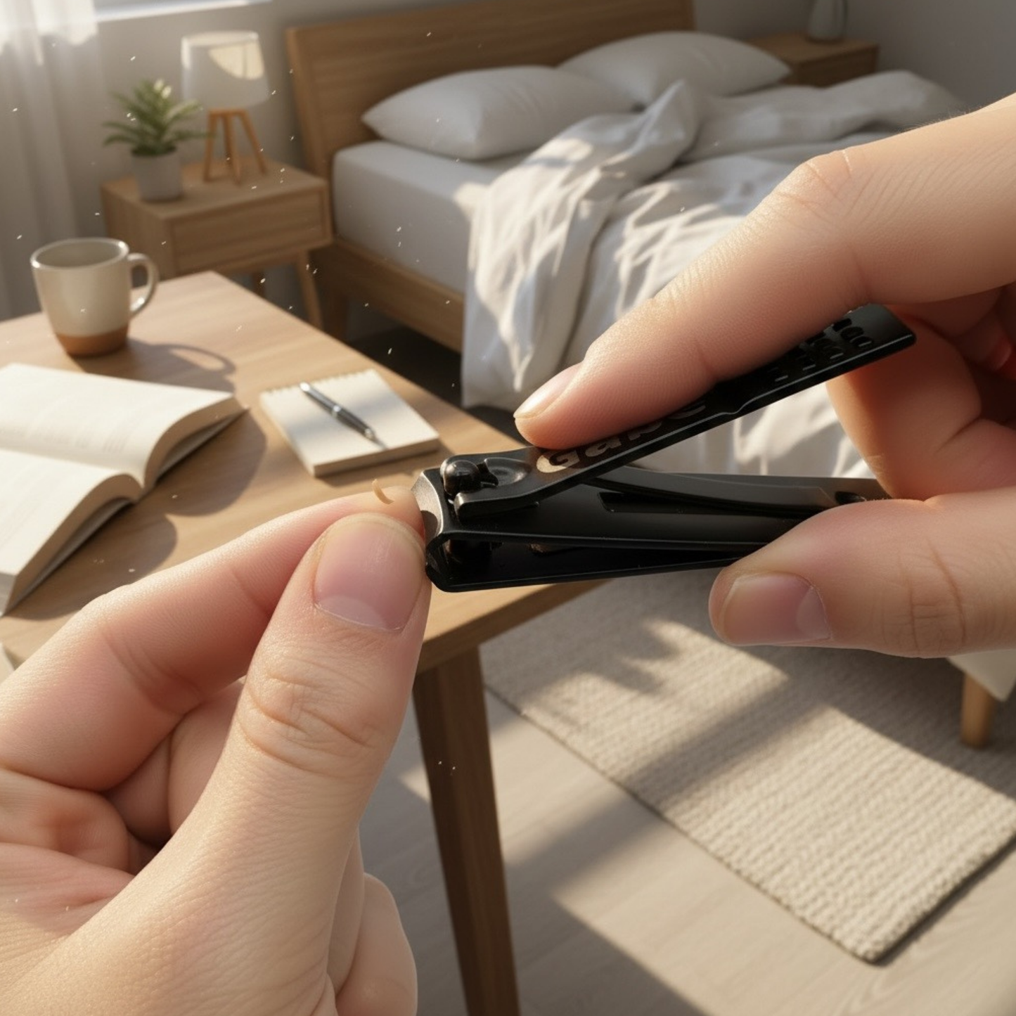 Personalized Nail Clipper In Black Or Silver With Angled Or Slightly Curved Blade, Single Or Set Of Two Grooming Tool