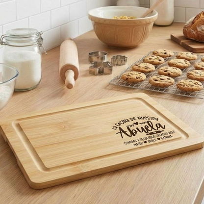 Personalized La Cocina De Nuestra Cutting Board For Abuela Abuelita Tita Mama Keepsake for Mothers Day Kitchen Decor Spanish Serving Board