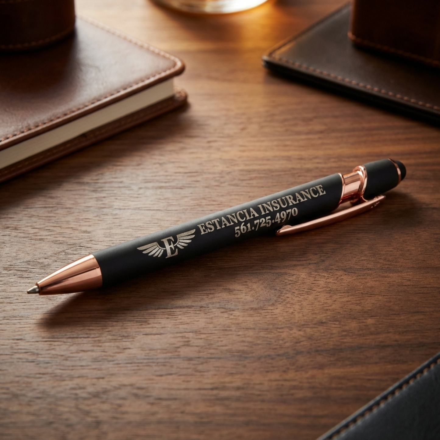 Personalized Silicone Stylus Pen with Name, Initials, or Event Details, Rose Gold Accents, Custom Gift for Work, School, or Corporate Events