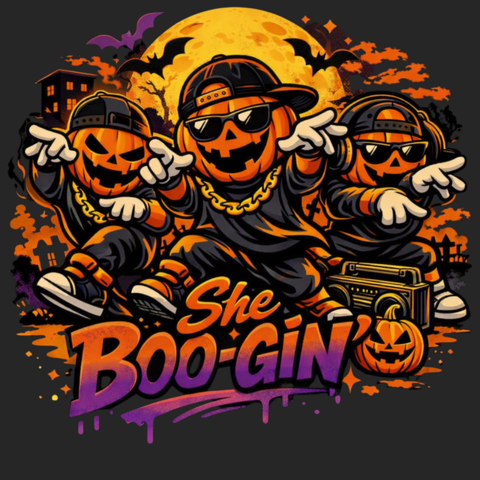 She Boo-Gin Halloween Slate Sign Rectangle Or Round With Ghost Pumpkin Or Skeleton Meme Art Hip Hop Vibes Trendy Home Decor Gift