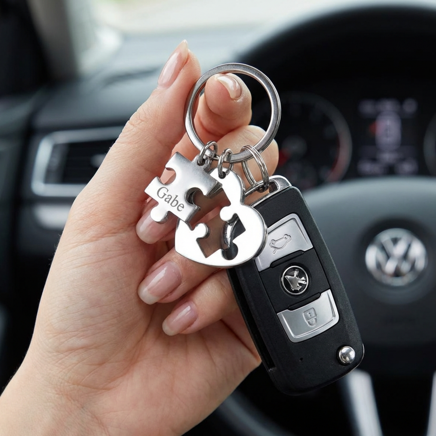 Personalized Stainless Steel Puzzle Keychain Set For Best Friends/ BFF/ Besties Names or Dates Gift – Best Friends Are Like Puzzle Pieces