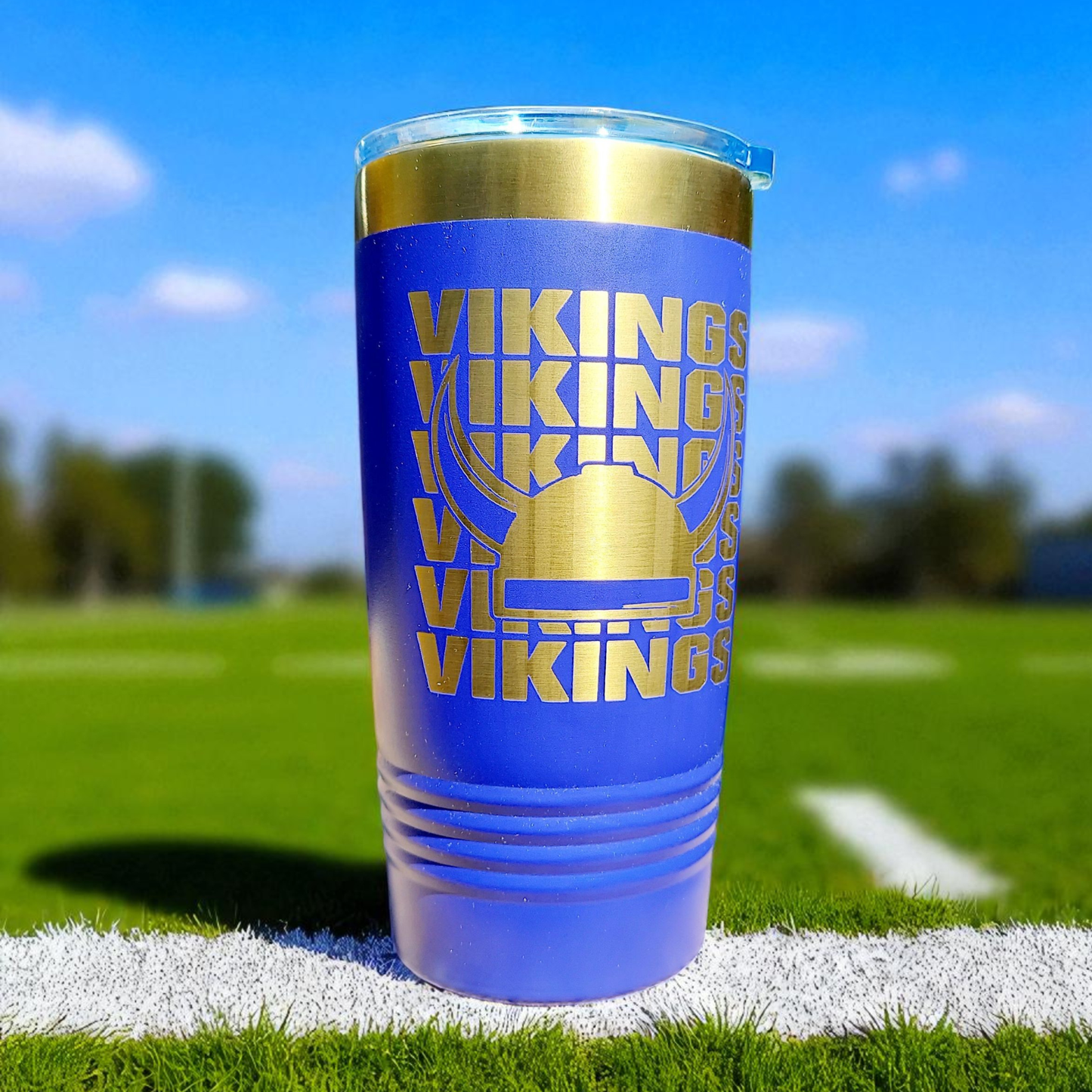 Personalized Purple And Silver 20oz Polar Camel Tumbler With Slider Lid For SKOL Football Fans
