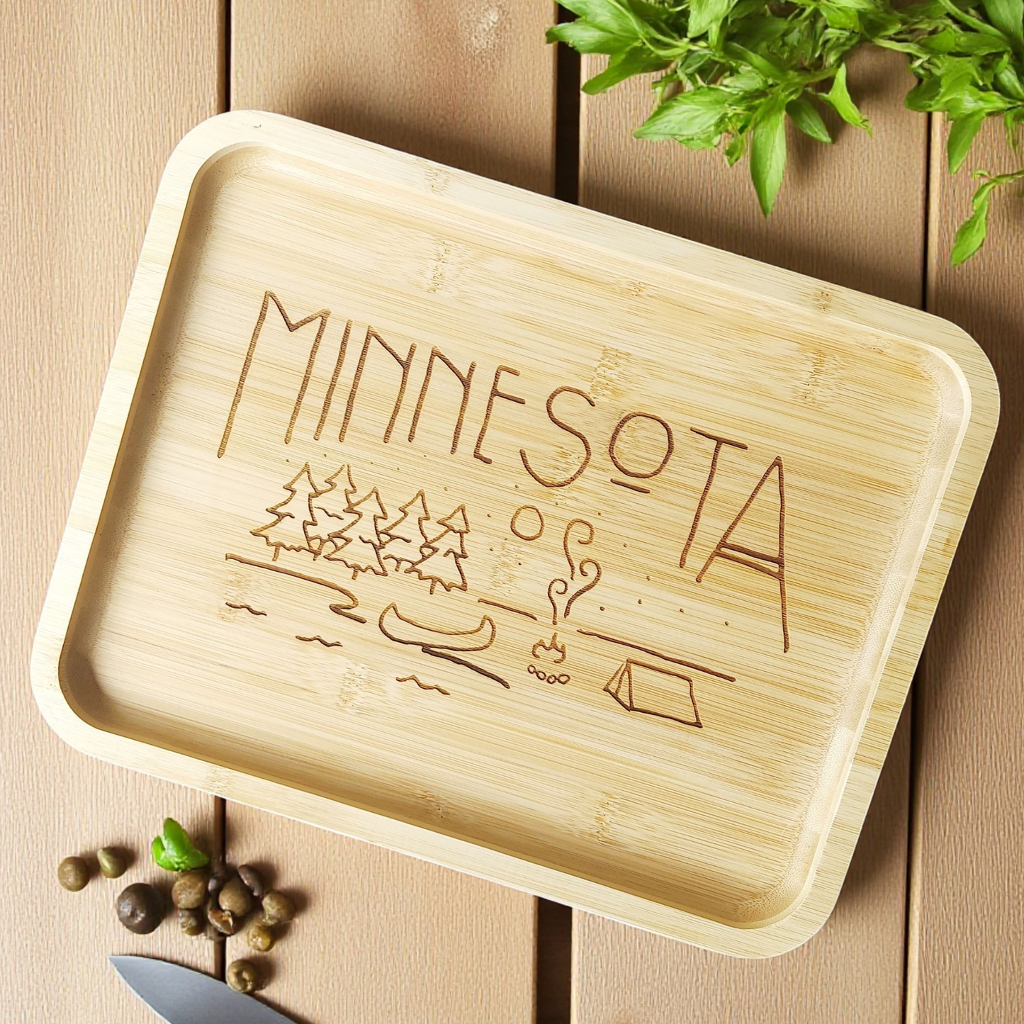Personalized Bamboo Charcuterie Board With Clear Locking Lid, One Compartment Build-A-Board Serving Board For Entertaining And Storage