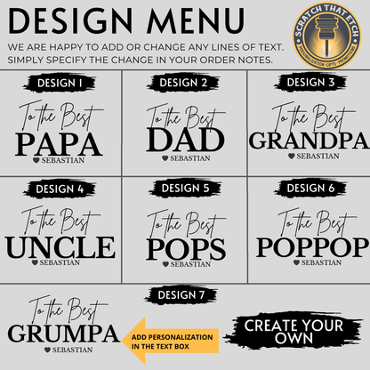 To The Best Grandpa Personalized Cutting Board In Bamboo Or Acacia — Choose Grandpa, Papa, Pop-Pop, And More — Heirloom Serving Board For Father's Day, Birthdays, And Christmas