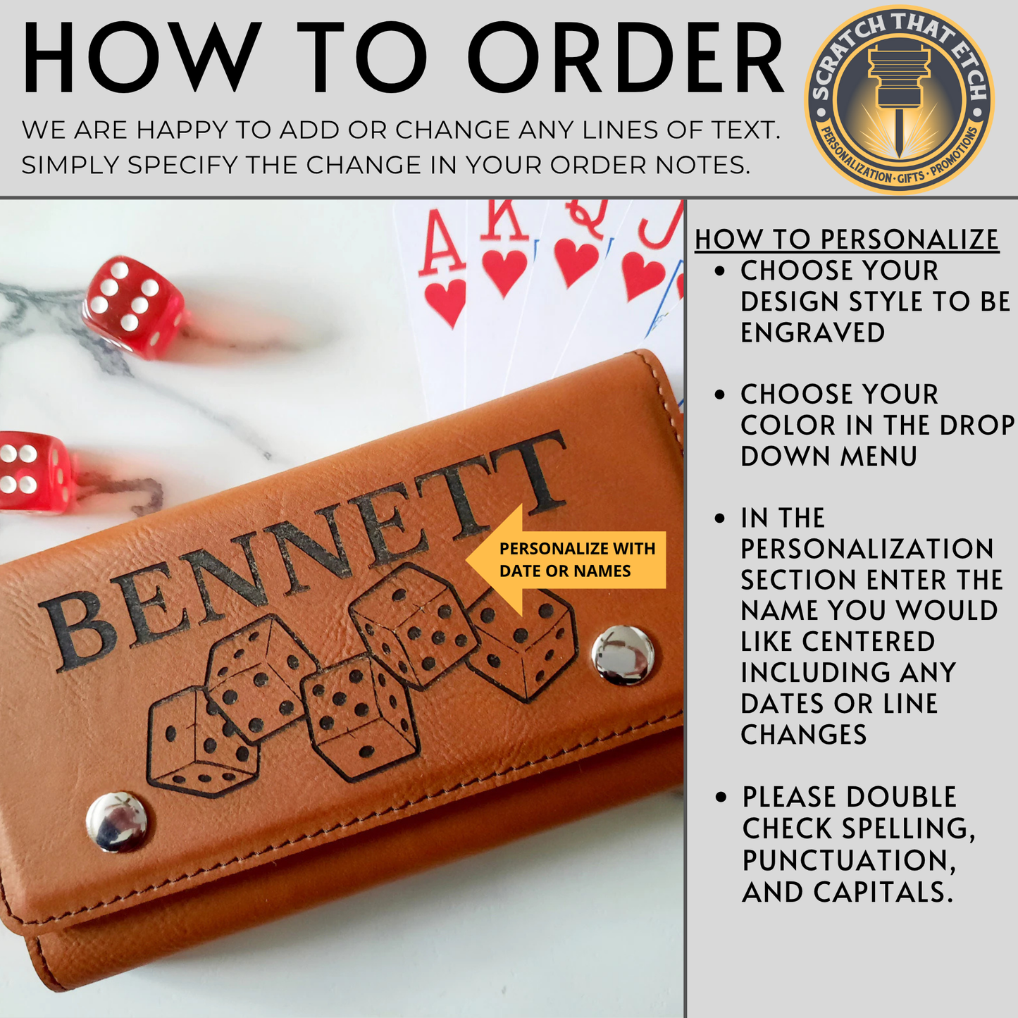 Personalized Leather Card And Dice Set With 2 Decks And 5 Ruby Red Dice For Travel Friendly Poker And Tabletop Play