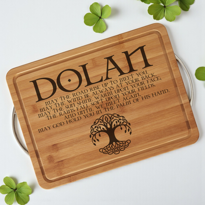 Irish Blessing Cutting Board In Bamboo & Acacia With Multiple Size Options — Dual-Sided Serving Boards For Kitchen Prep & Display, Hand-Finished, Knife-Friendly Wood, Beautiful Housewarming Or Wedding Keepsake, St. Patrick’s Day Home Decor