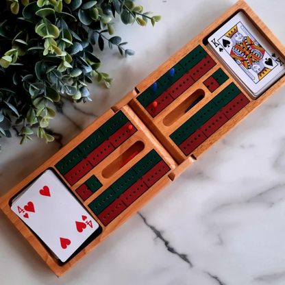 Folding Cribbage Board With Cards And Pegs Portable Travel Cribbage Game Set For Home And Game Night
