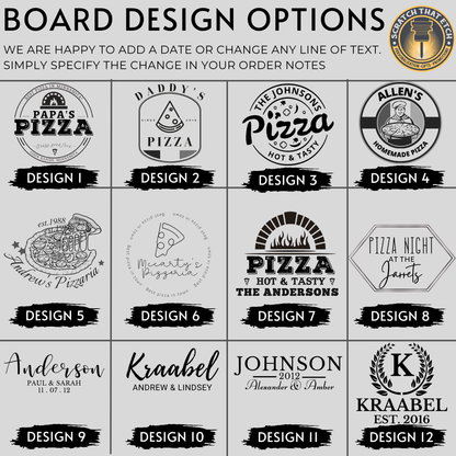 Personalized 2 Pcs Pizza Board With Cutter Set, Engraved Pizza Gift For Pizza Lovers- Choice Of 3 Boards & Two Blades- Custom Pizza Peel Set