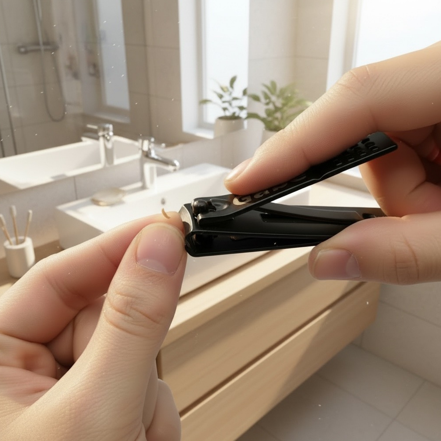Personalized Nail Clipper In Black Or Silver With Angled Or Slightly Curved Blade, Single Or Set Of Two Grooming Tool