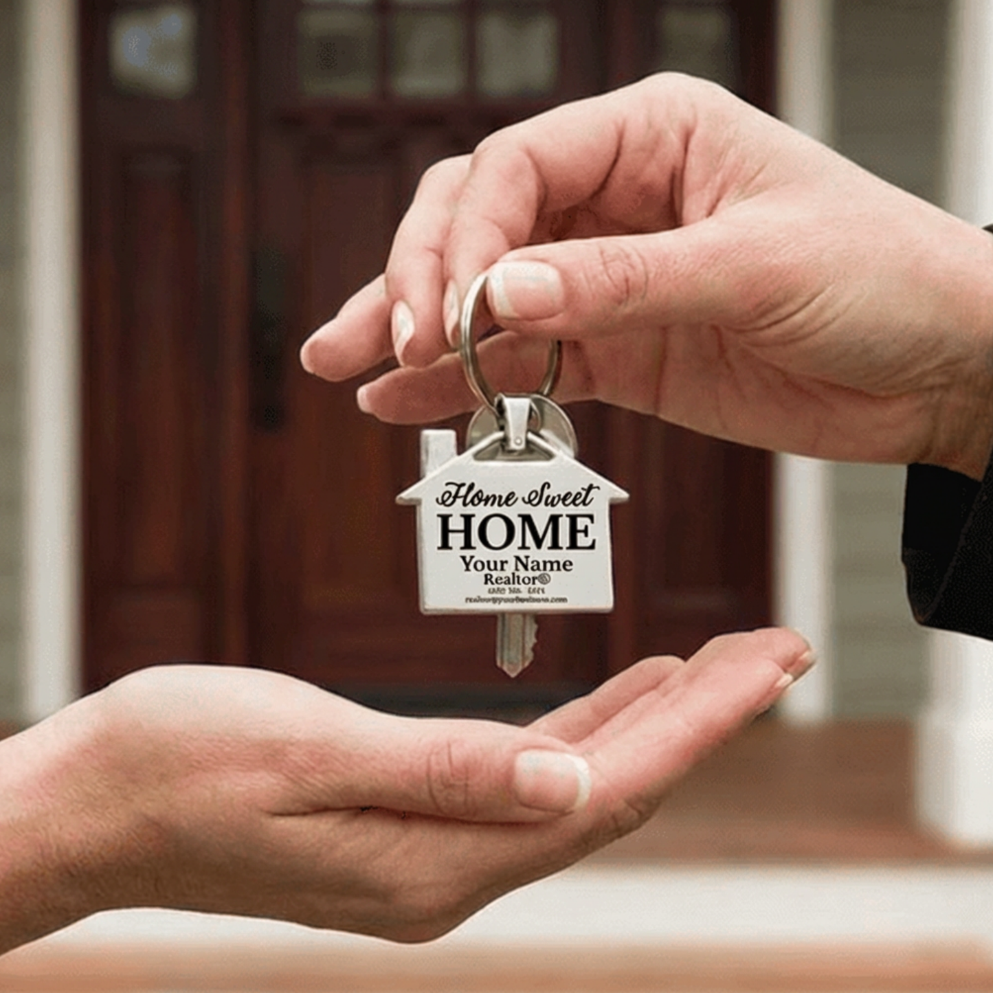Personalized Real-Estate Closing Keys, Realtor Keychain, Custom Engraved House Keychain, Realtor Business Card Keychain, New Home, VRBO, Air BNB 1.75 W x 2.75 H Inches