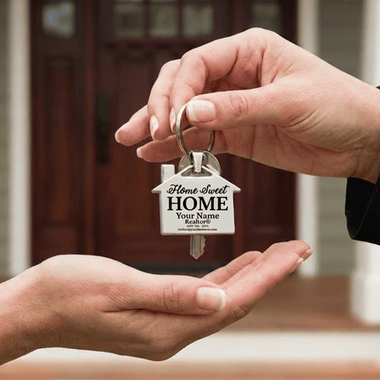 Personalized Real-Estate Closing Keys, Realtor Keychain, Custom Engraved House Keychain, Realtor Business Card Keychain, New Home, VRBO, Air BNB 1.75 W x 2.75 H Inches