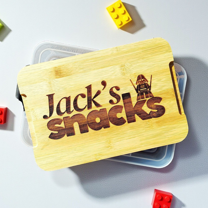 Personalized Snacklebox Bamboo Organizer With Durable BPA Free Plastic Snack Case For Travel Picnics Parties And Everyday Snacking