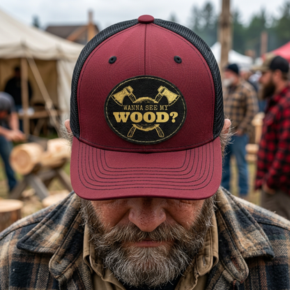 Personalized Lumberjack Festival Patch Hat, Custom Richardson 112 Trucker Hat, Lumberjack Days Gift, 4 Designs To Choose From