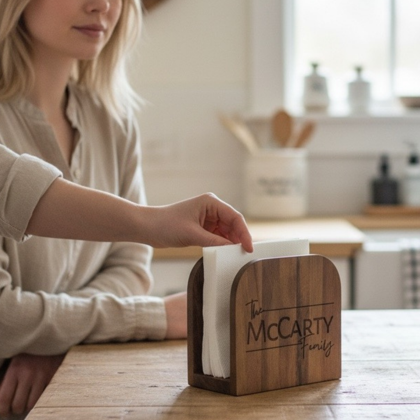 Personalized Wooden Napkin Holder For Kitchen Or Patio Dining Elegant Wood Organizer For Napkins Perfect For Newlyweds And New Homeowners