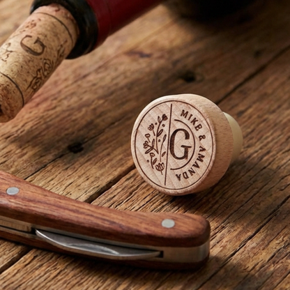 Personalized Wine Stopper Wedding Favor, Custom Engraved Wood Stopper with Names or Date, Bulk Wedding Favors, Natural Wood Keepsake