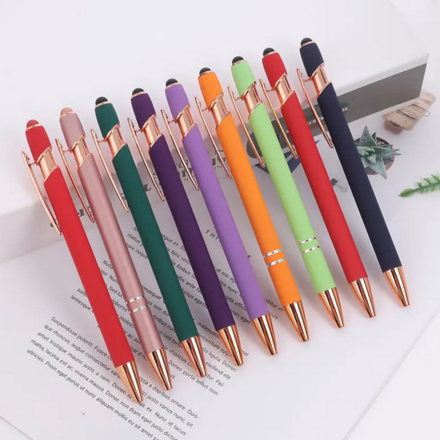 Personalized Silicone Stylus Pen with Name, Initials, or Event Details, Rose Gold Accents, Custom Gift for Work, School, or Corporate Events