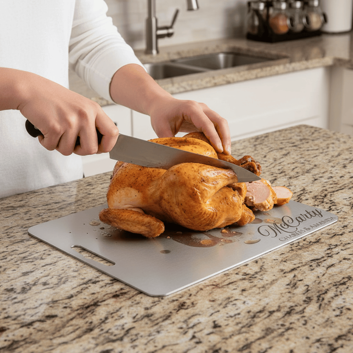 Personalized Stainless Steel Titanium Cutting Board In Three Sizes Thin 0.04 Inch Lightweight Easy To Clean For All Foods