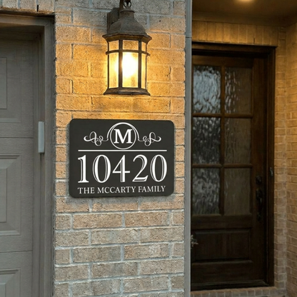 Personalized Matte Black Metal House Sign | Custom Address Plaque, Family Name, House Number, Outdoor Wall Decor Or House Warming Gift
