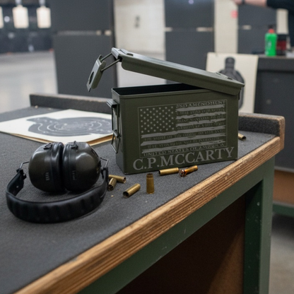 Personalized Weatherproof Steel Ammo Can For .30 Or .50 Caliber, Military Style Storage Box For Ammo, Range Gear, And Keepsakes