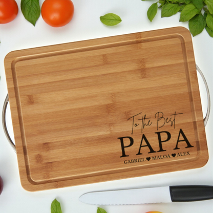 To The Best Grandpa Personalized Cutting Board In Bamboo Or Acacia — Choose Grandpa, Papa, Pop-Pop, And More — Heirloom Serving Board For Father's Day, Birthdays, And Christmas
