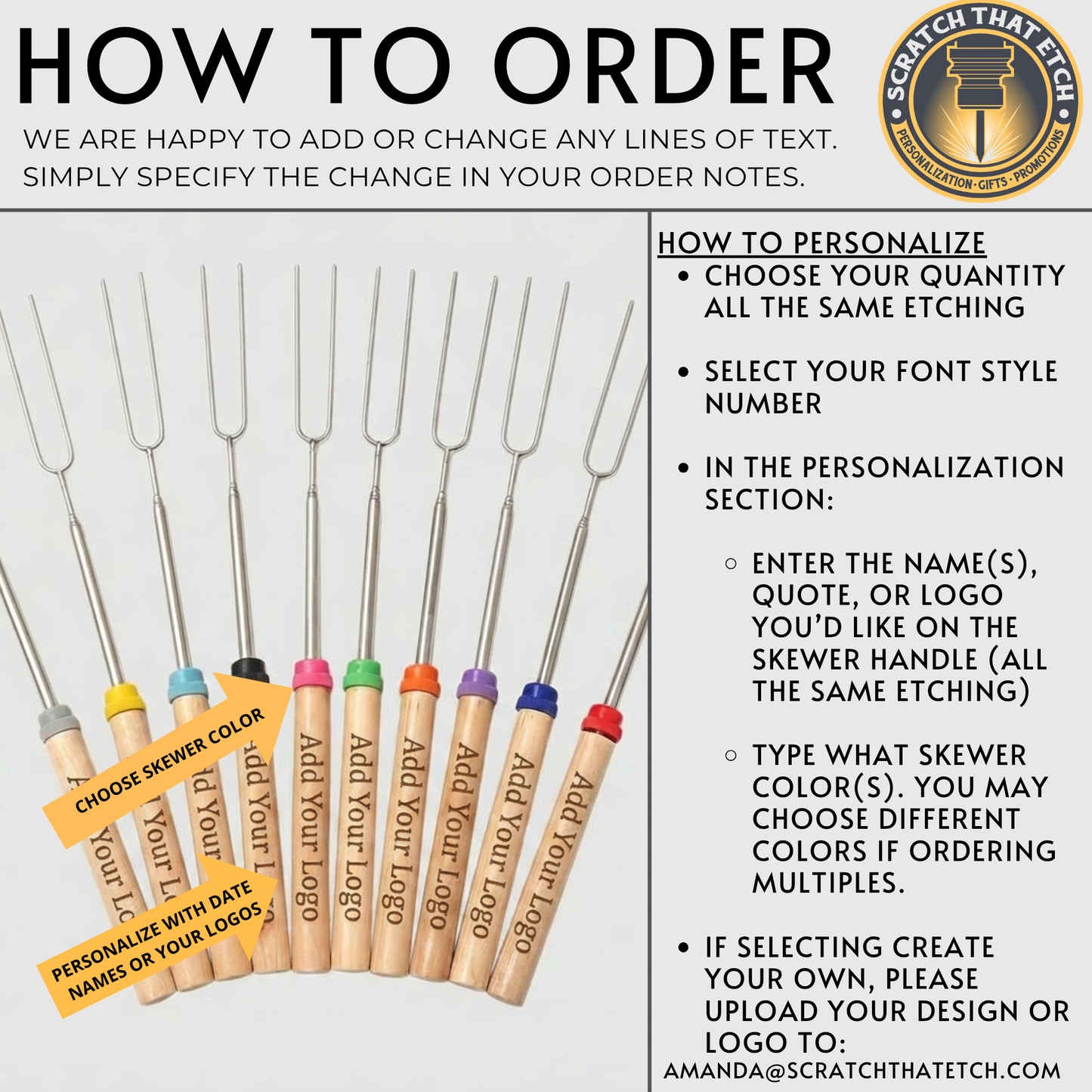 Custom Logo Roasting Sticks Corporate Gifts • Employee Appreciation • Company Picnics • Team Events Bring your brand to the fire pit- Marshmallow Skewer