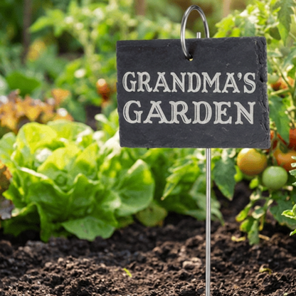 Personalized Mini Slate Garden Sign with Yard Stake, 2.8 x 3.9 Inches, Permanent Etching, Weatherproof for Porch Patio Planters