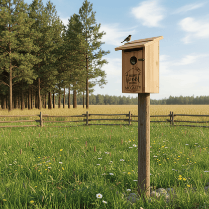 Personalized Premium Eastern Red Cedar Birdhouse Made In USA For Housewarming, Birdwatchers And Realtor Closing