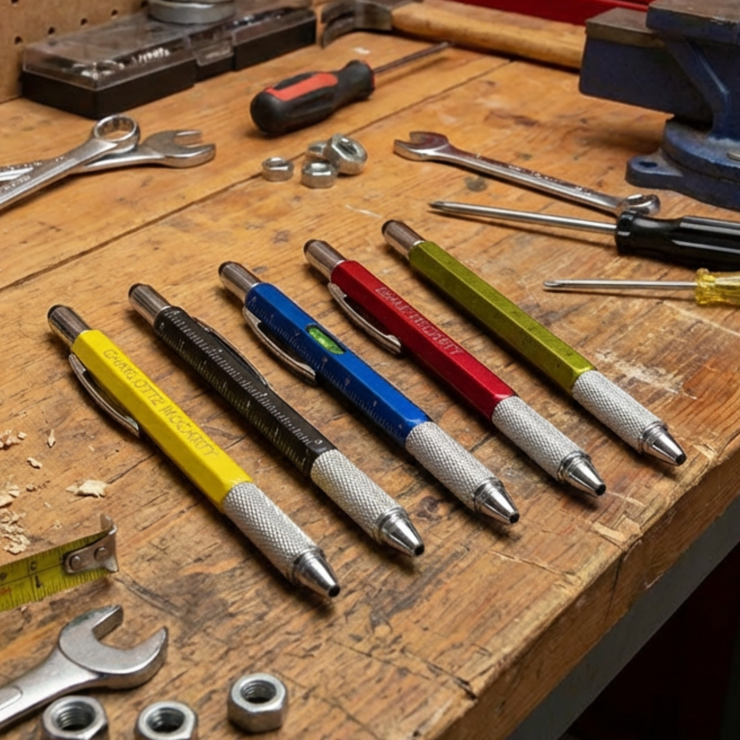 Personalized Metal Pen Engraved Multi Tool Pen With Stylus, Screwdriver, Rulers, & Level- Custom Gift for Men, Dad, Handyman, Handy-Ladies, Employees, Clients, Groomsmen