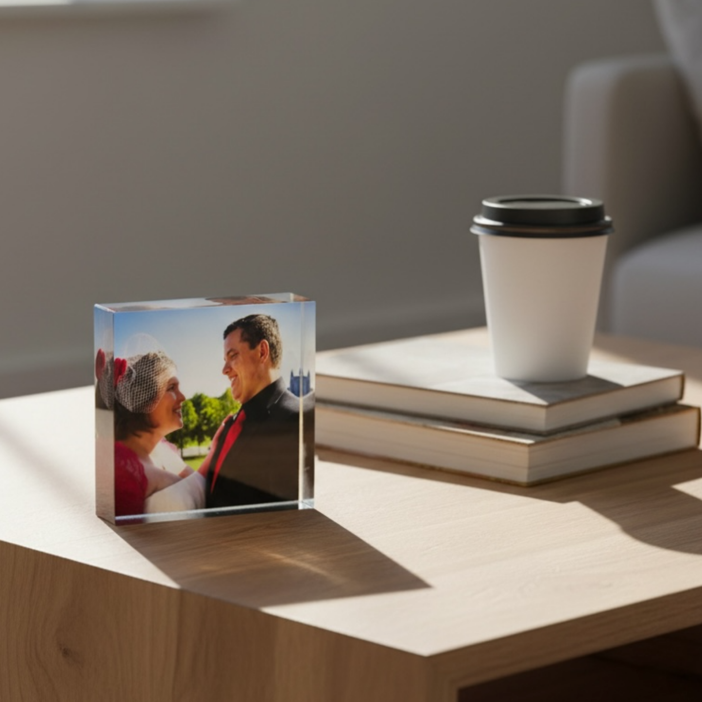 Personalized Acrylic Photo Block Medium Or Large Heavy Duty Crystal Clear Freestanding Display For Special Moments And Memories