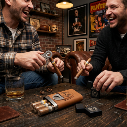 Personalized Cigar Case & Lighter Set, Custom Cigar Gift for Men, Travel Humidor, Cigar Lover Accessories, Fathers Day Gift