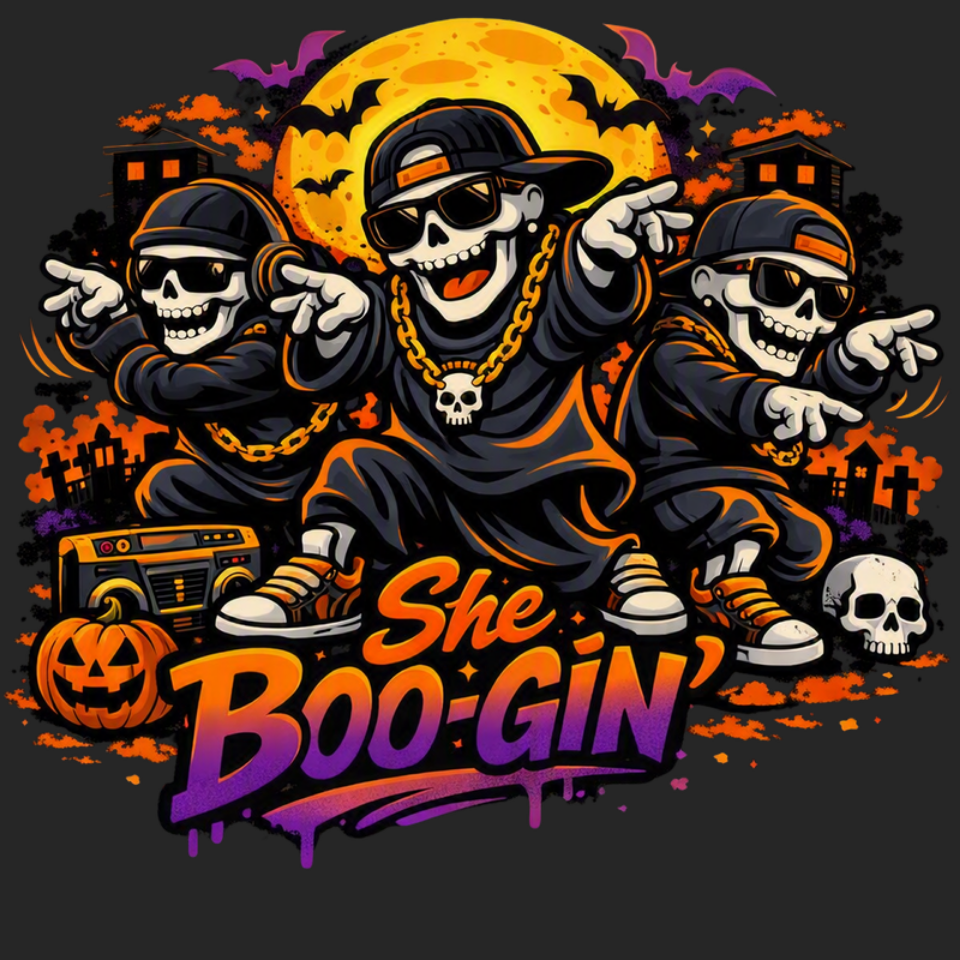 She Boo-Gin Halloween Slate Sign Rectangle Or Round With Ghost Pumpkin Or Skeleton Meme Art Hip Hop Vibes Trendy Home Decor Gift