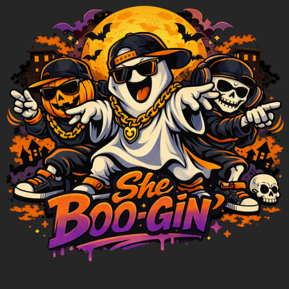She Boo-Gin Halloween Slate Sign Rectangle Or Round With Ghost Pumpkin Or Skeleton Meme Art Hip Hop Vibes Trendy Home Decor Gift