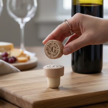Personalized Wine Stopper Wedding Favor, Custom Engraved Wood Stopper with Names or Date, Bulk Wedding Favors, Natural Wood Keepsake