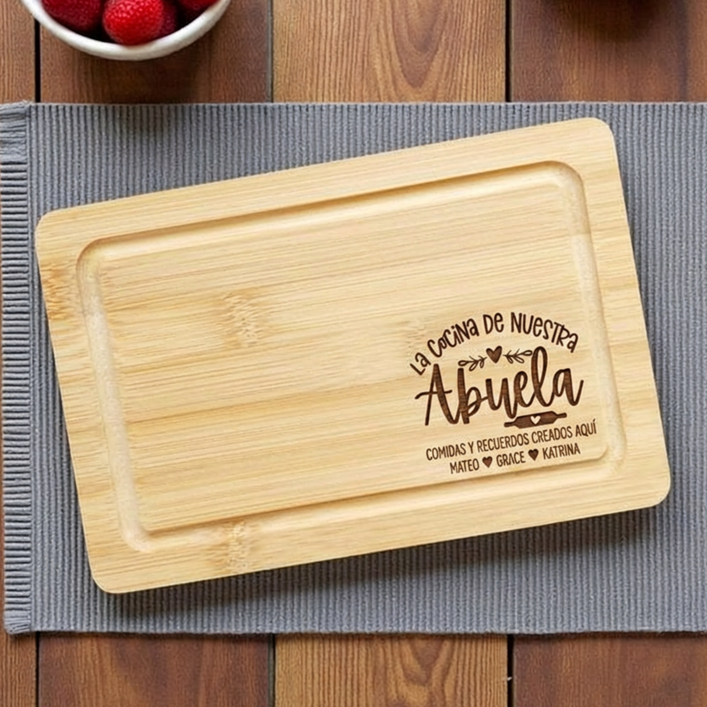 Personalized La Cocina De Nuestra Cutting Board For Abuela Abuelita Tita Mama Keepsake for Mothers Day Kitchen Decor Spanish Serving Board