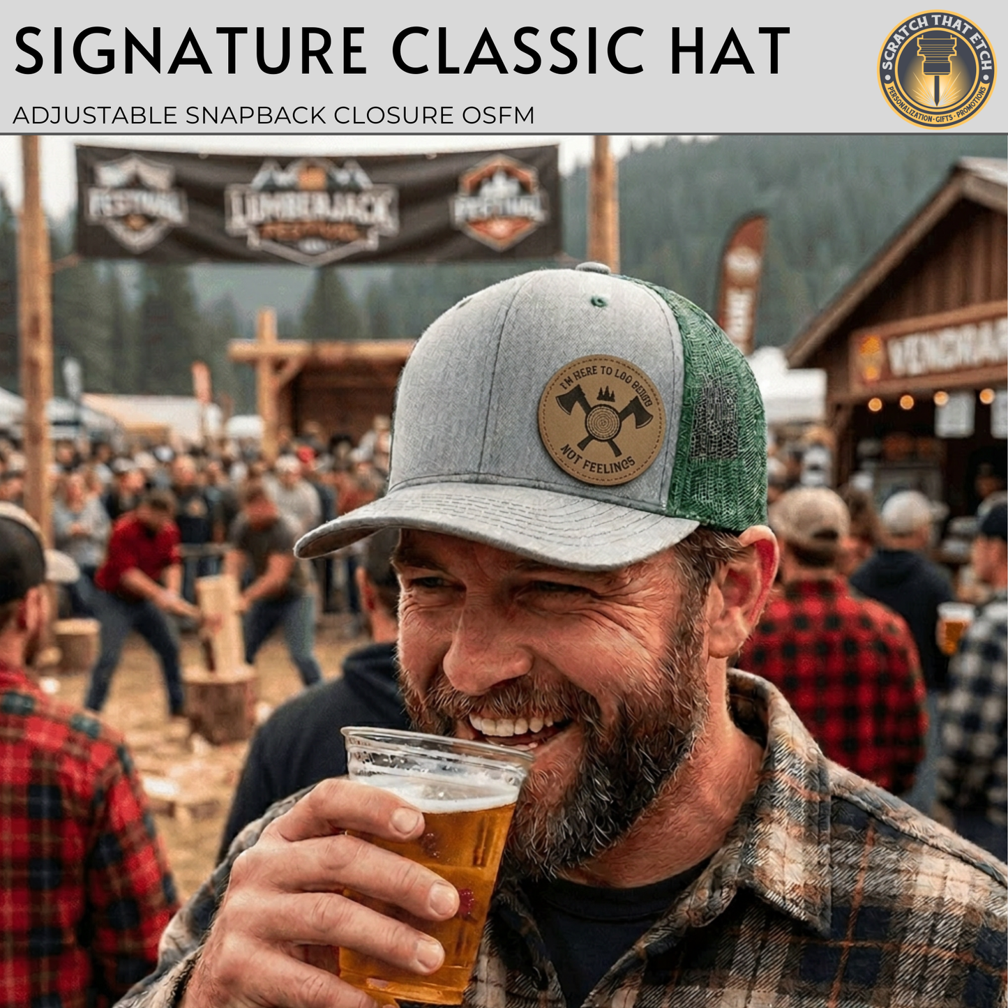 Personalized Lumberjack Festival Hat, Lumberjack Days Trucker Hat, Custom Richardson 112 Hat and Signature Hats FOUR Designs To Choose From