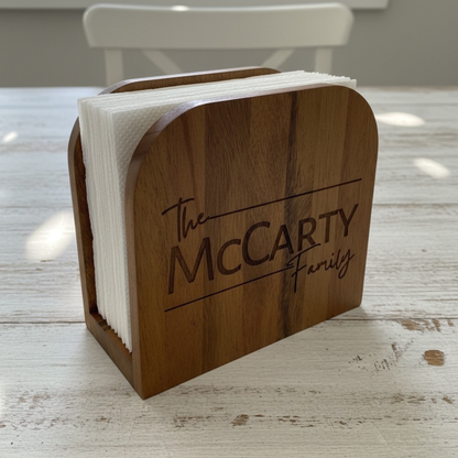 Personalized Wooden Napkin Holder For Kitchen Or Patio Dining Elegant Wood Organizer For Napkins Perfect For Newlyweds And New Homeowners