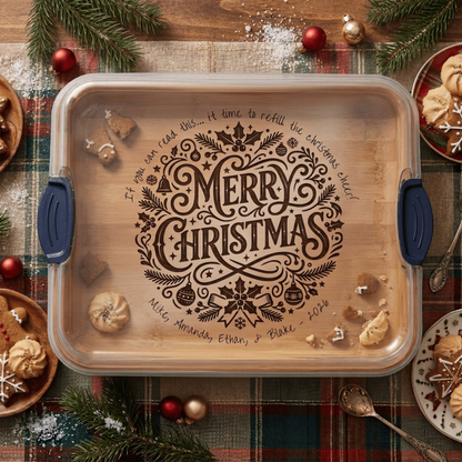 Personalized Christmas Ribbon Tree |  Build-a-Board Cutting Board with Compartments and Clear Locking Lid for Charcuterie, Snacks