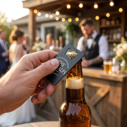 Personalized Wedding Favor Bottle Opener, Custom Wedding Reception Gift, Wallet Bottle Opener, Wedding Guest Favor Keepsake