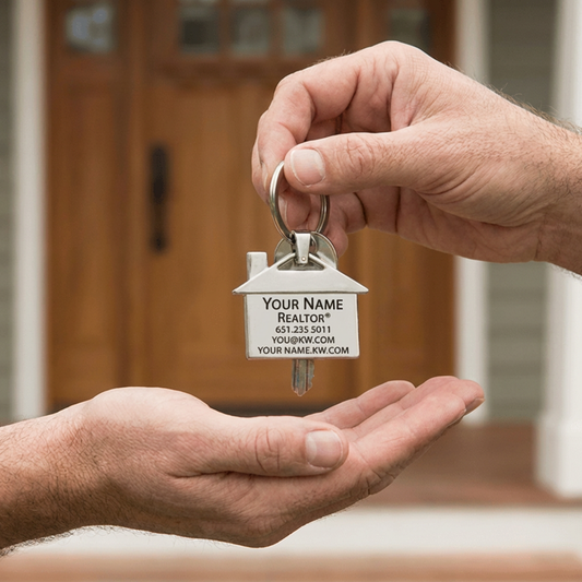 Personalized Realtor Business Card Keychain, Realtor Keychain, Custom Engraved House Keychain, Real-Estate Closing Keys, New Home, VRBO, Air BNB 1.75 W x 2.75 H Inches