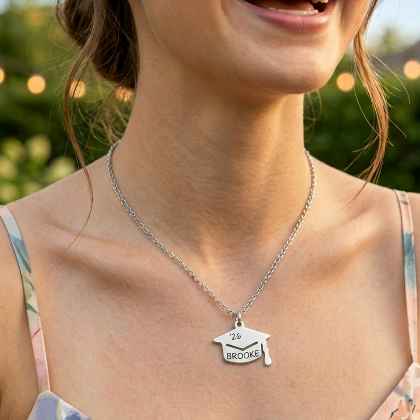 Personalized Graduation Cap Necklace, Custom Grad Gift For Her, Senior Graduation Keepsake, Name Year School Charm Necklace