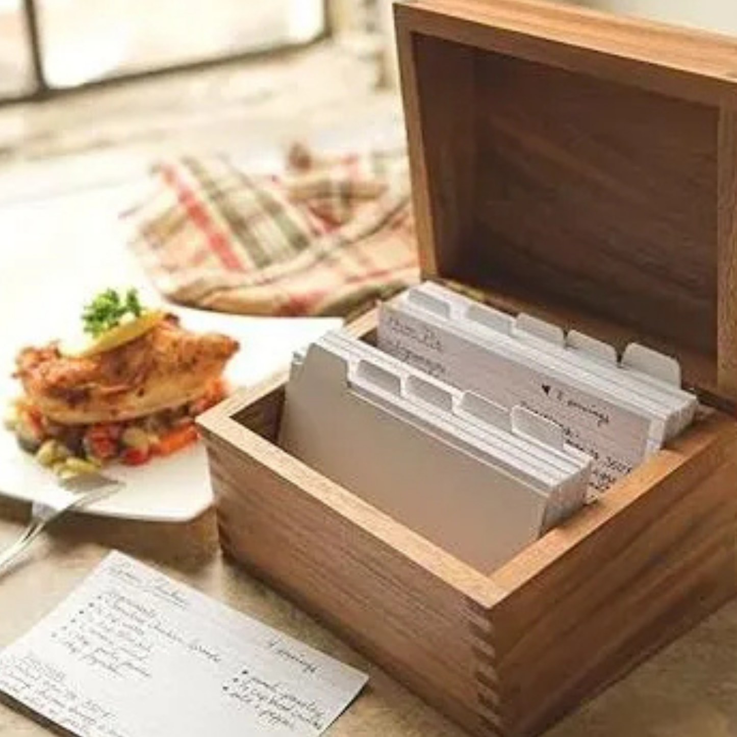 Personalized Acacia Wood Heirloom Recipe Box For 4x6 Or 3x5 Cards, Family Name Keepsake Kitchen Decor And Recipe Storage Organizer