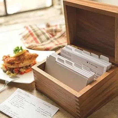 Personalized Acacia Wood Heirloom Recipe Box For 4x6 Or 3x5 Cards, Family Name Keepsake Kitchen Decor And Recipe Storage Organizer