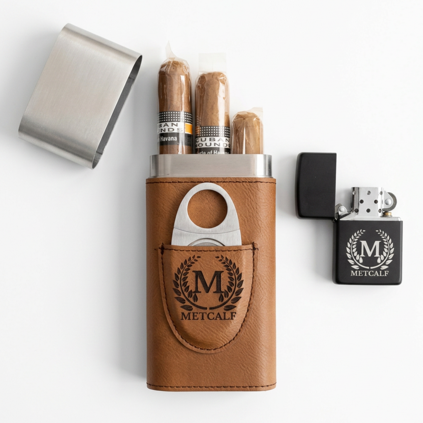Personalized Cigar Case & Lighter Set for Graduation Gift, Holds 3 Cigars, Travel Humidor, Grad Party Keepsake, Class of 2026