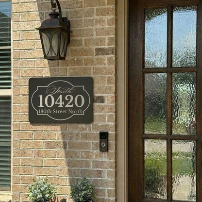 Personalized Matte Black Metal House Sign | Custom Address Plaque, Family Name, House Number, Outdoor Wall Decor Or House Warming Gift