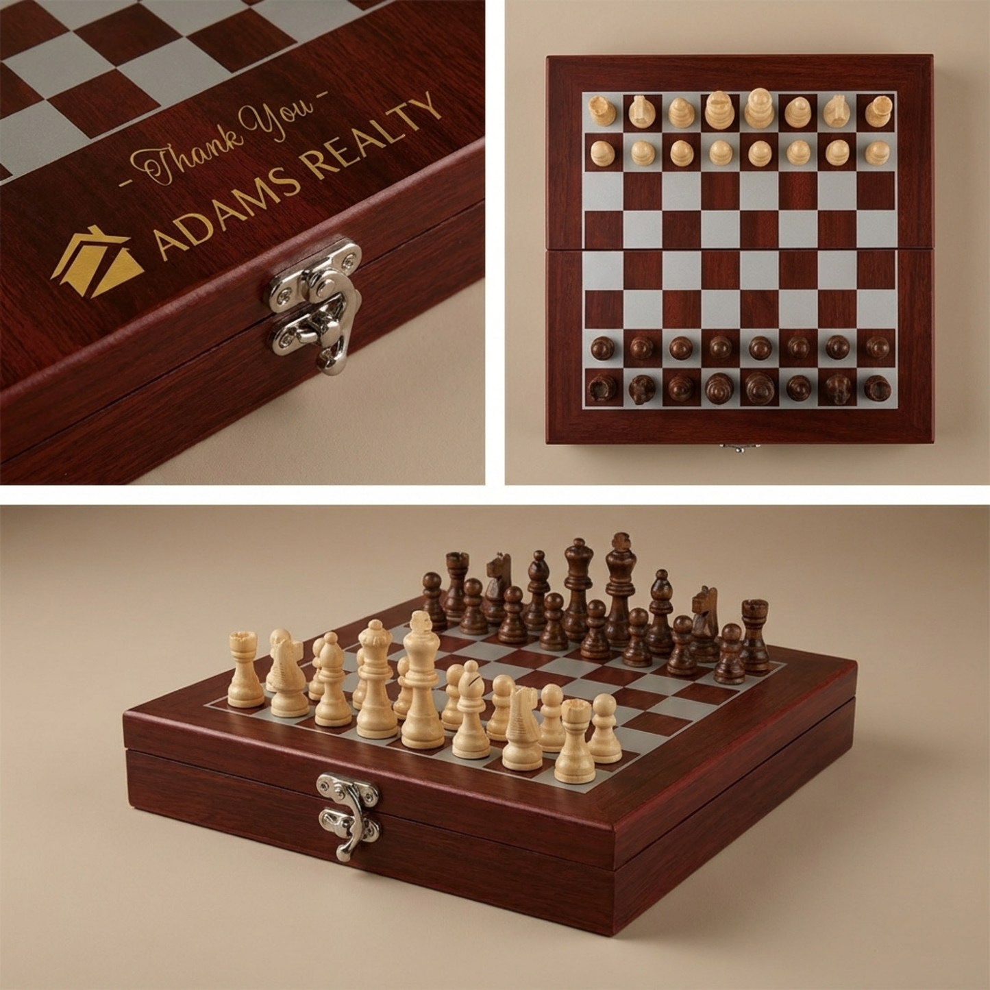 Personalized Rosewood Folding Chess Set And Board For Travel And Home With Elegant Finish And Timeless Style